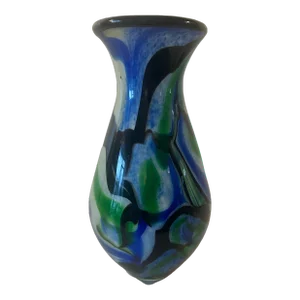 Large Late 20th Century Murano Inspired Multi Colored Art Glass Vase