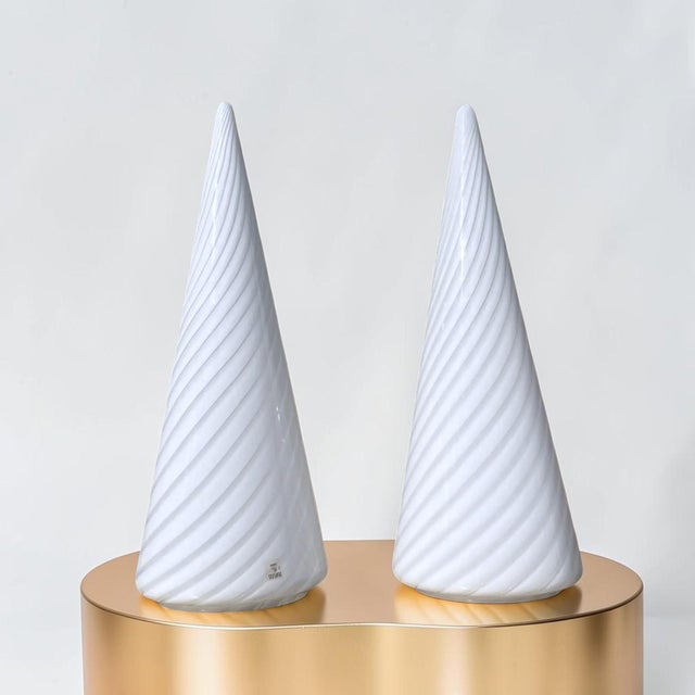 Mid-Century Modern Mid-Century Murano Glass Table Lamps - Hand Blown - Vetri Murano - a Pair For Sale - Image 3 of 9