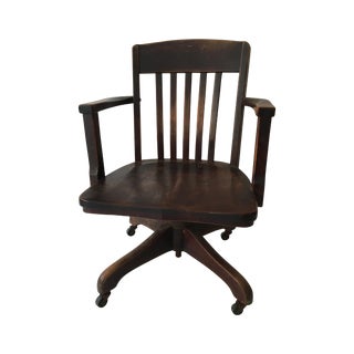 Vintage Oak Banker's Chair For Sale