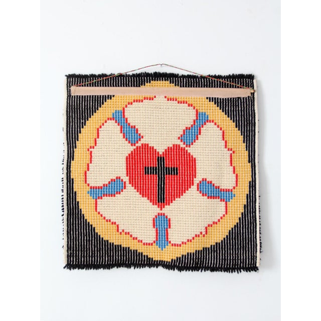 Wood Mid-Century Folk Art Luther Rose Wall Hanging For Sale - Image 7 of 9