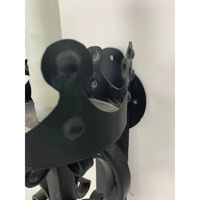 Mediterranean Italian Style Iron Wall Sconces - a Pair For Sale - Image 3 of 10