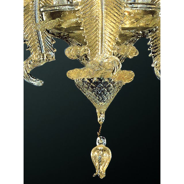 Mid-Century Modern Venetian Hand-Blowing Floreal Luxury Gold-Leaf Murano Glass Chandelier For Sale - Image 3 of 6