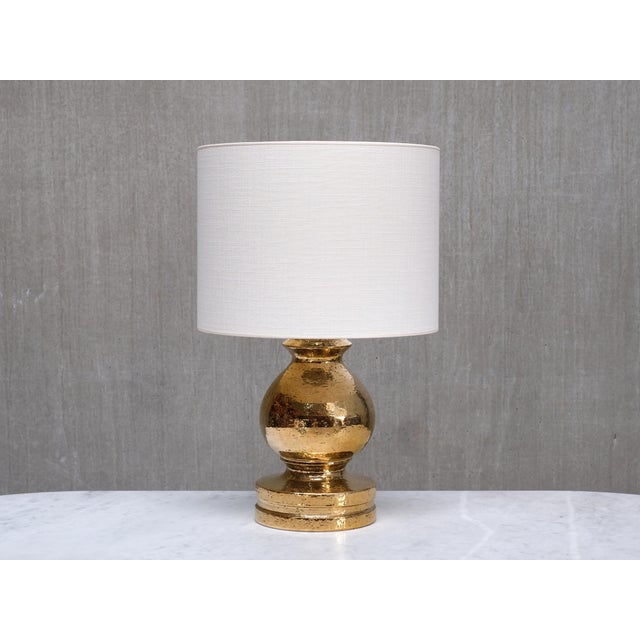 1970s Gold Glazed Ceramic Table Lamps by Aldo Londi for Bitossi for Luxus Vittsjö, 1970s, Set of 2 For Sale - Image 5 of 13