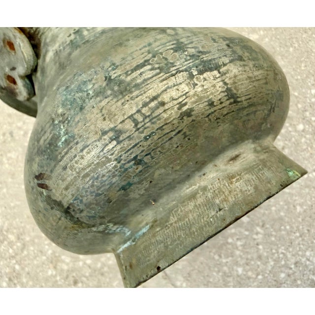 Turkish, Middle Eastern Antique Hand Hammered Tinned Copper Cauldron, Kettle, Cooking Pot With Handle, From the Late 1800s to the Turn of the Century For Sale - Image 4 of 12