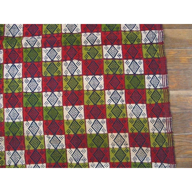 1930s 1930s Multicolor Diamond Kilim Antique Turkish Village Rug 3'0" X 3'3" Flatweave Wool Carpet For Sale - Image 5 of 5