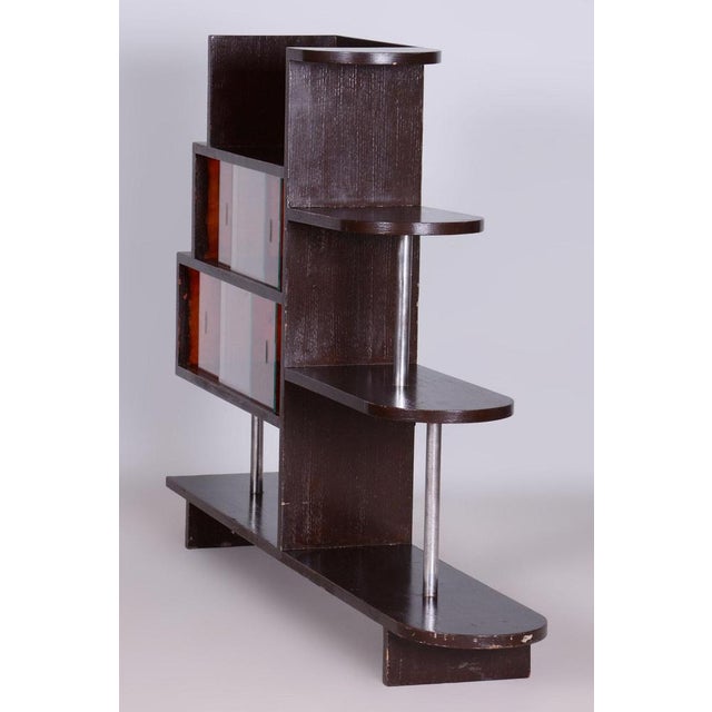 Brown Art Deco Étagère in Oak & Chromed Steel, 1930s For Sale - Image 8 of 10