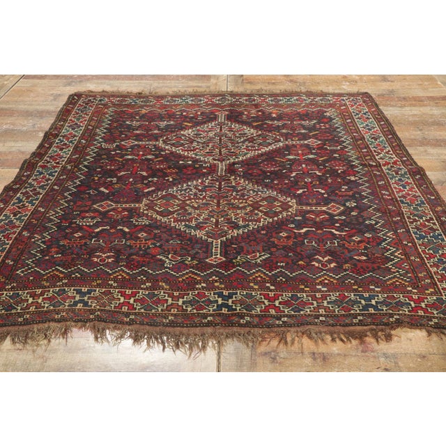 Textile Late 19th Century Antique Persian Shiraz Rug, 05'06 X 06'07 For Sale - Image 7 of 9