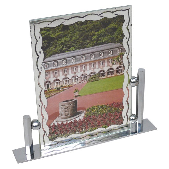 Art Deco Chrome-Plated & Metallised Pane Picture Frame, 1920s For Sale