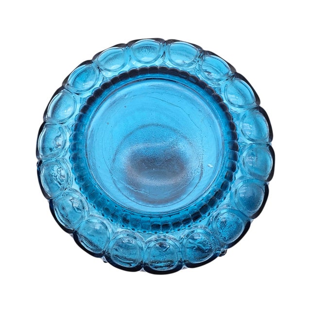 1960s Empoli Italian Blue Glass Genie Bottle Decanter For Sale - Image 15 of 16