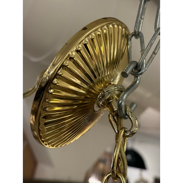 Vintage Brass + Crystal Chandelier For Sale - Image 12 of 14