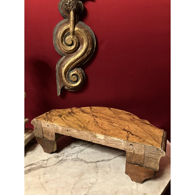 Paint Antique Italian Giltwood Display Base with Faux Siena Marble Top, 1800s For Sale - Image 7 of 8