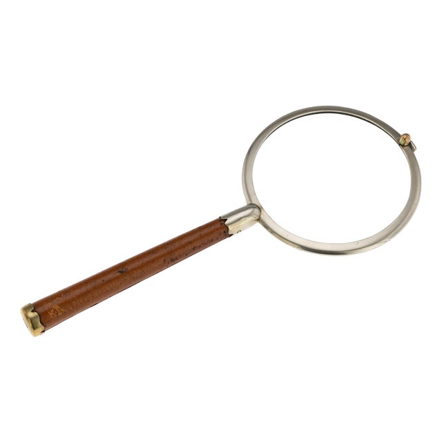 Antique 20th Century English Silver & Leather Magnifying Glass For Sale