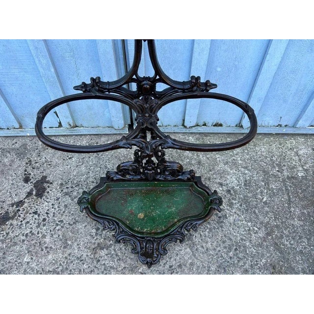 Metal 19th Century Cast Iron Hall Tree Coat Rack Umbrella Stand For Sale - Image 7 of 11