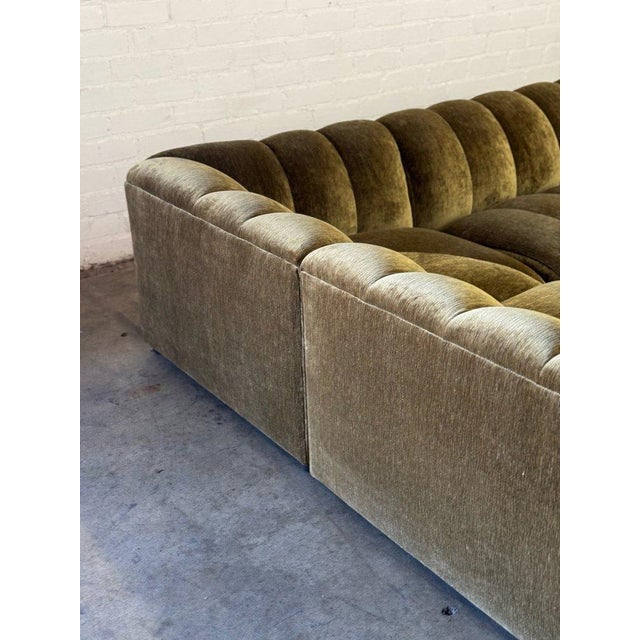 Low Profile Channel Sectional in Green For Sale - Image 9 of 9