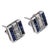 1930s Pair of Art Deco Sapphire Diamond Platinum Stud Earrings For Sale - Image 4 of 6
