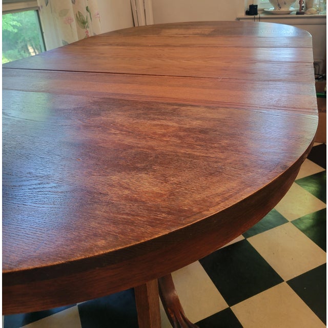 1920s Lion Clawfoot Oak Pedestal Table For Sale - Image 4 of 12