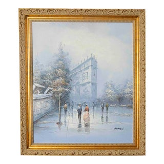 Vintage Paris Arc De Triomphe Impasto Oil Painting Signed Adams, Framed For Sale
