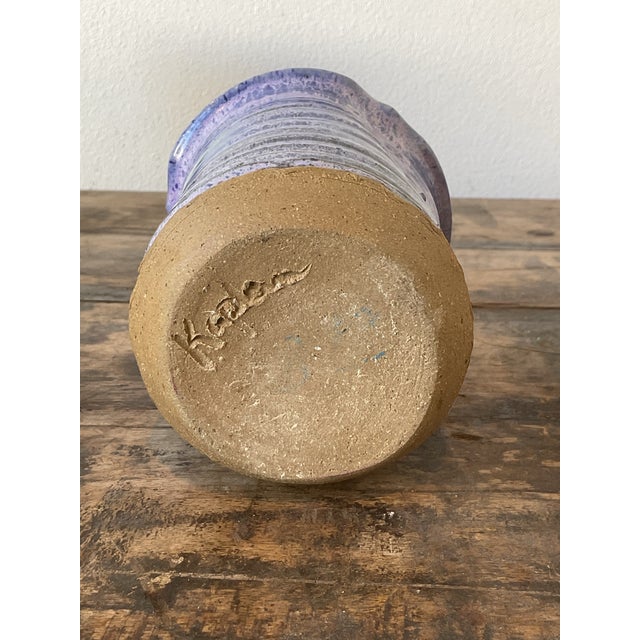 Vintage Original Studio Pottery Drip Glaze Vase For Sale - Image 12 of 12