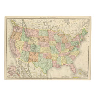 Antique Map of the United States with Alaska Inset by Ran McNally, 1899 For Sale