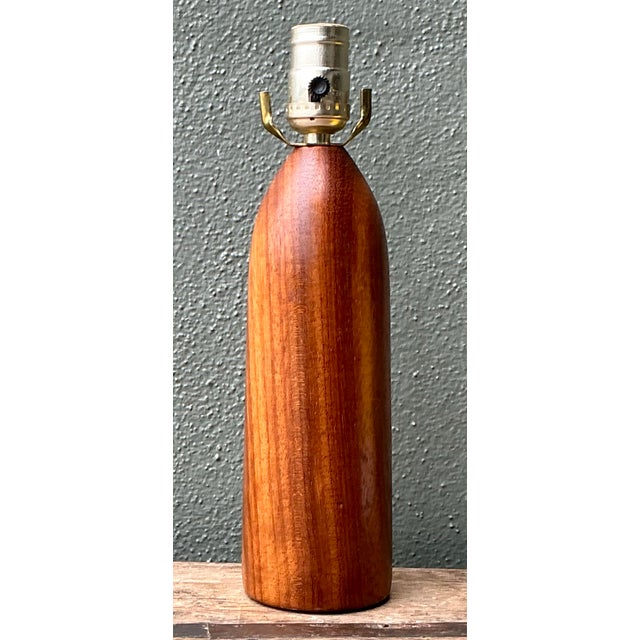 Vintage MCM Danish Wood Bullet Lamp For Sale - Image 11 of 12