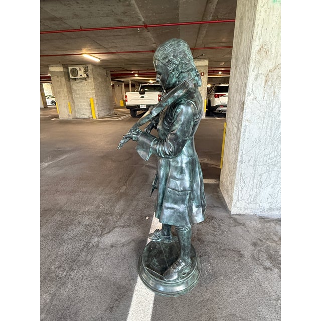 Metropoliton Galleries Attributed Life Size Bronze Garden Statuary of Mozart For Sale - Image 14 of 16