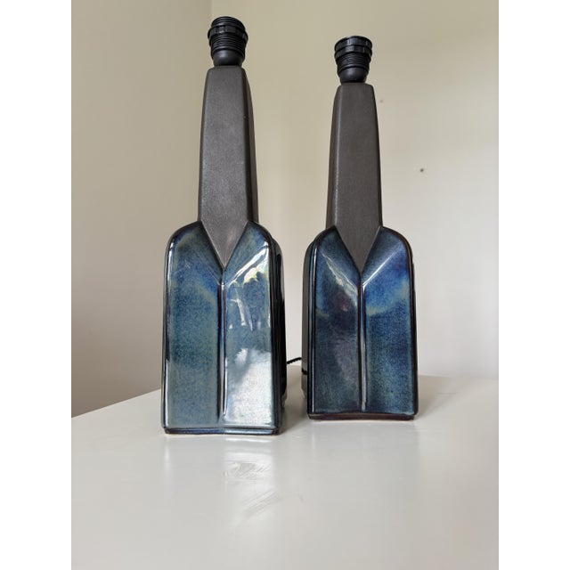 Stoneware Ceramic Table Lamps by Einar Johansen for Søholm Stentøj, 1970s, Set of 2 For Sale - Image 3 of 11