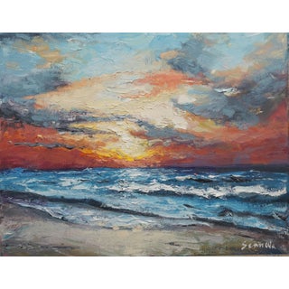Original Oil Landscape of Sunset For Sale