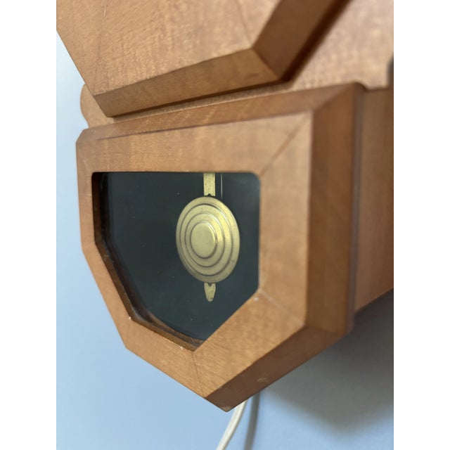 Wood Mid 20th Century Wall Clock General Electric Telechron Pendulum For Sale - Image 7 of 10