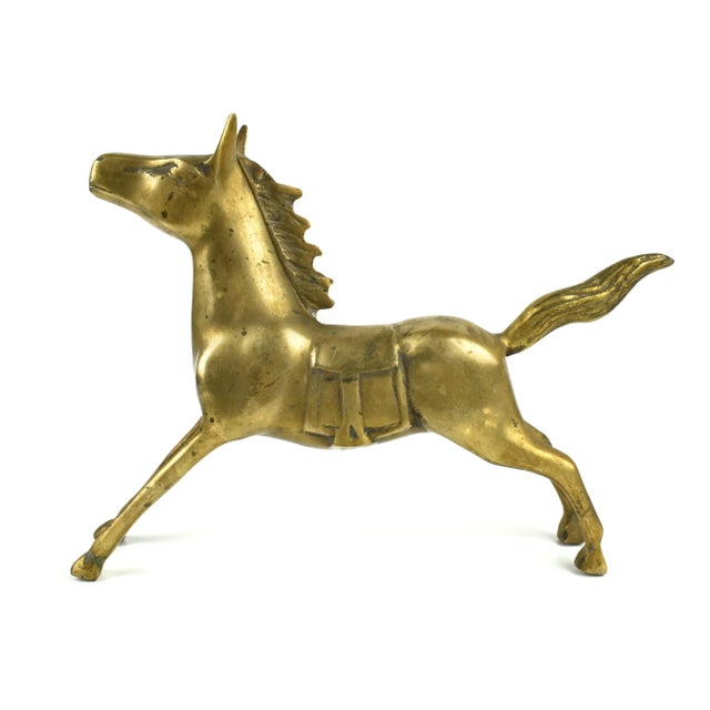 Metal Mid-Century Solid Gold Brass Horse Figurine For Sale - Image 7 of 7