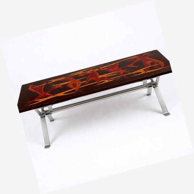 Gold Mid-Century Modern Space Age Flames Tabletop and Chrome Coffee Table For Sale - Image 8 of 15