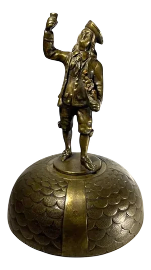 Desk Bell Figurine in Bronze with Acorn-Shaped Chimes, 19th Century