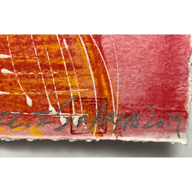 This lively original one of a kind with oil pastel and acrylic painting on hand cut heavy stock brings a pop of life to...