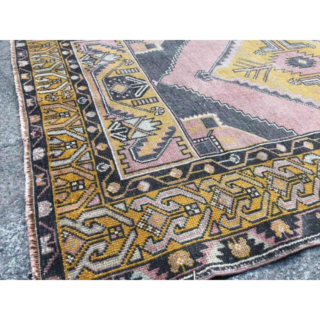 Turkish Oushak Vintage Floor Rug - 3′8″ × 5′11″ For Sale - Image 9 of 11