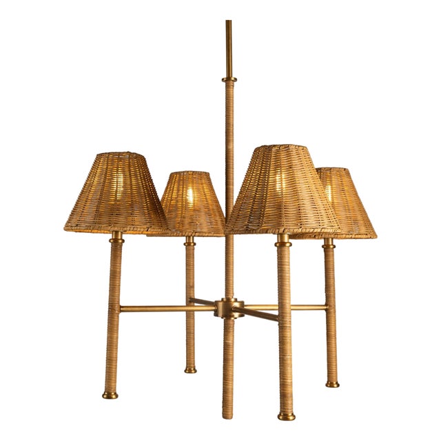 Malibu Rattan Four-Arm Pendant For Sale