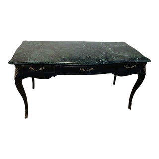 1950s Special Waldorf Astoria Nyc French Black Green Marble Desk Console Table For Sale