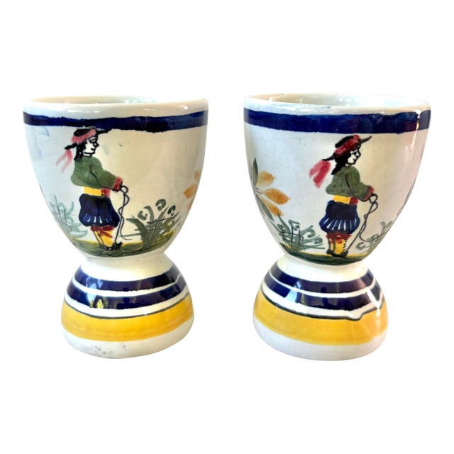 Henriot Quimper Egg Cup, French Pottery From Brittany, France. For Sale