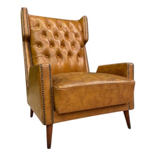 Armchair in Hardwood & Faux Leather, Giuseppe Scapinelli, 1950s - Lot 313A For Sale