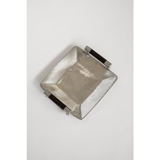 Brown Hammered Pewter Tray with Wooden Handles from Schohaus, 1970s For Sale - Image 8 of 10