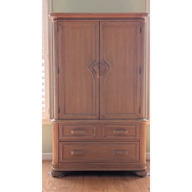 Awesome High End Vintage ARMOIRE with Two Interior Drawers, Two Exterior Drawers,Two Doors, Detailed Reeding, Reeded Bun...
