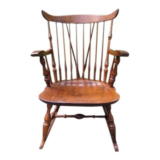 Mid 20th Century Nichols and Stone Maple Comb Back Windsor Rocking Chair For Sale