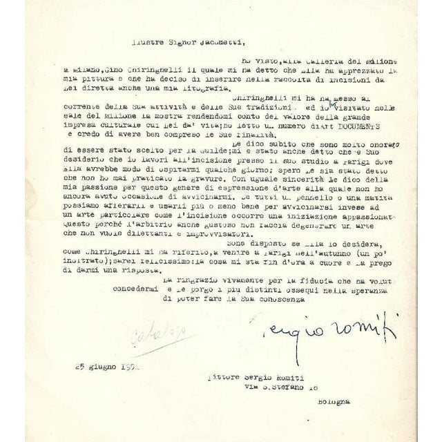 Sergio Romiti - Typewritten Letters Signed to Jacometti Nesto - 1951 For Sale - Image 3 of 5