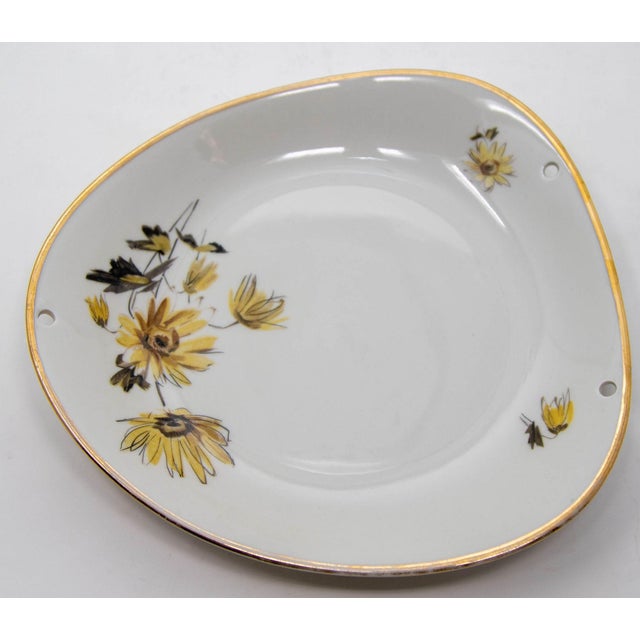 Early 20th Century Kronester Bavaria Triangular Porcelain Plate Vintage Handpainted Ceramic Germany For Sale - Image 5 of 10