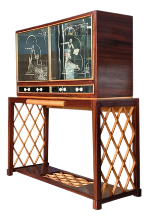 Italian Art Deco Rationalist Mirrored Sideboard, 1930s