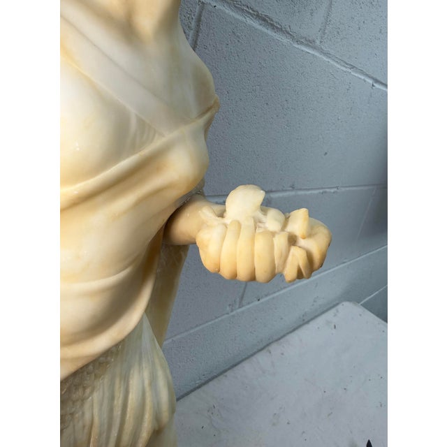 Large Antique Hand Carved Alabaster Stone Lady Woman Sculpture Statue Art Marble For Sale - Image 14 of 16