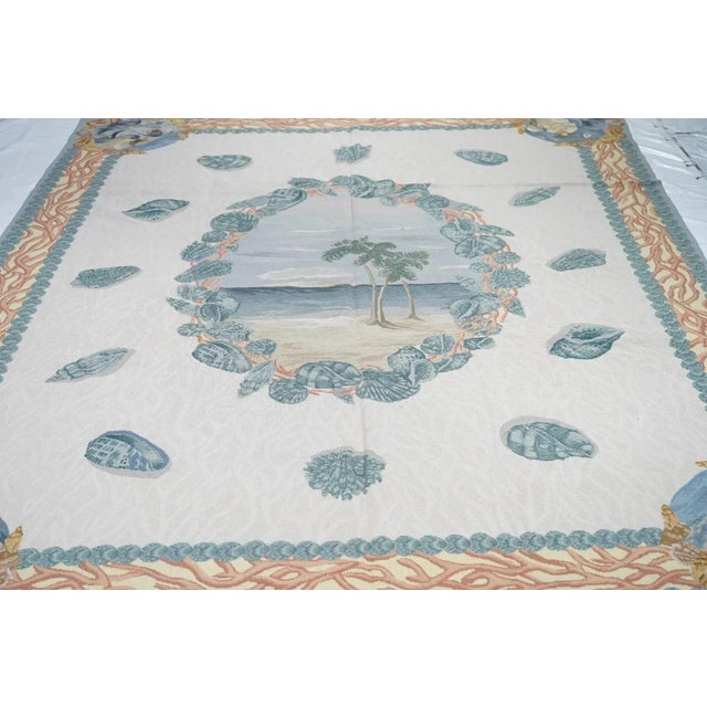 Green French Aubusson Design Rug 7'10'' X 9'11'' For Sale - Image 8 of 10