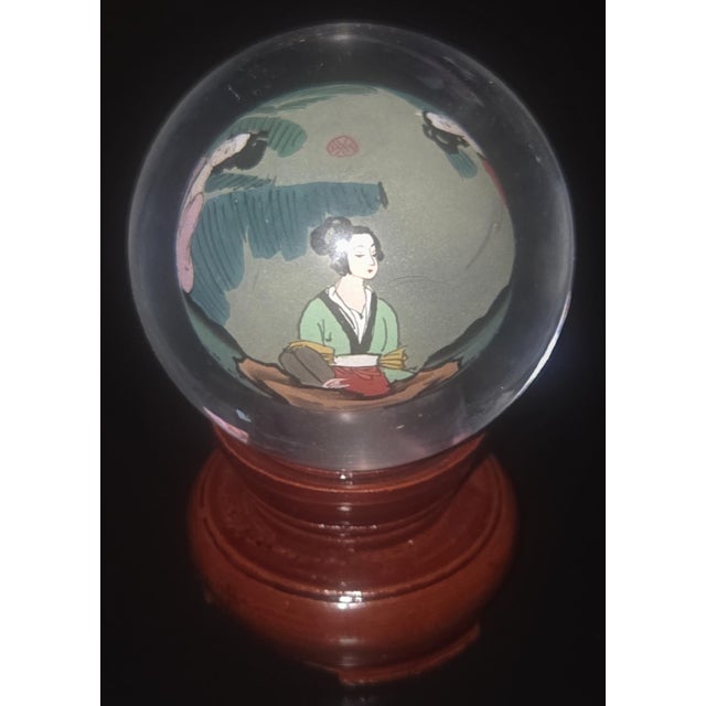 Vintage Chinese Reverse-Painted Globe With Rotating Stand For Sale - Image 15 of 18