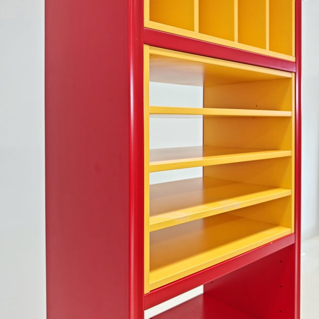 Vintage Yellow and Red Lacquered Vinyl Bookcase, 1980s For Sale - Image 15 of 18