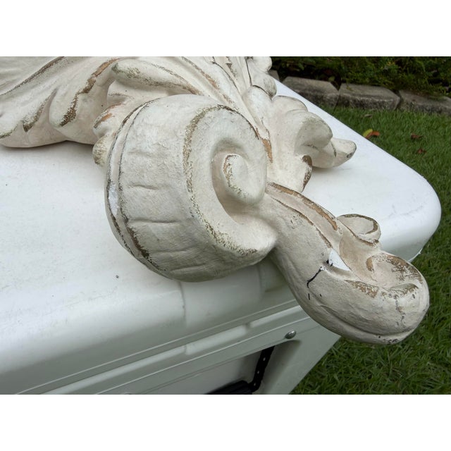 Vintage Giant 36” Acanthus Leaf Architectural Wall Planter / Wall Pocket For Sale - Image 9 of 11