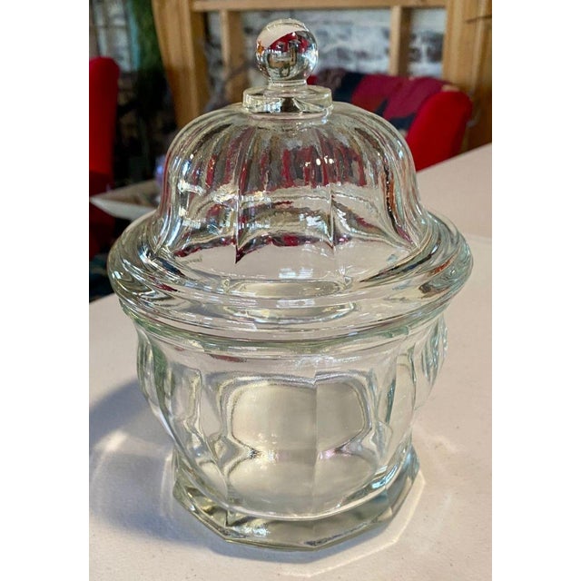Mid 20th Century Mid 20th Century Indiana Glass Paneled Clear Apothecary Jar 8½" – Heavy Pressed Glass W/ Lid For Sale - Image 5 of 6