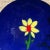 Metal 1967 Modern Copper Enamel Royal Blue Plate Yellow Daisy Flower Signed For Sale - Image 7 of 8